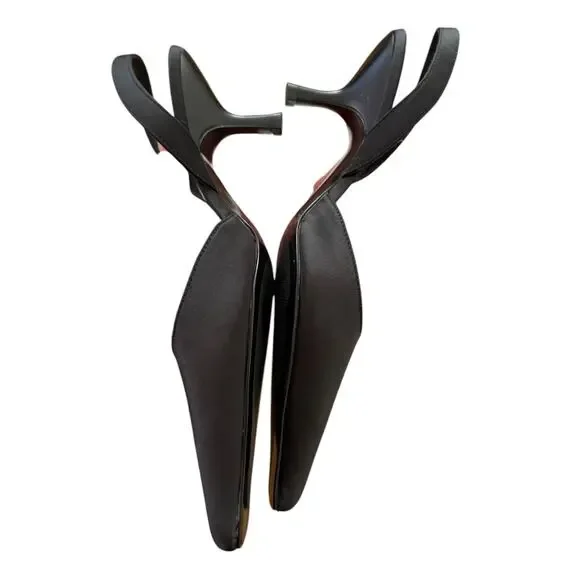 NWOT MANGO Pointed Ballerina Style Slingback Kitten Satin Heels - US 8 EU 39 - Picture 4 of 9